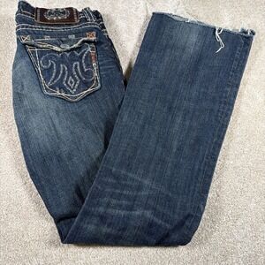 Mek Denim Women New Havana Bootcut Jeans 29 X 34 (FITS 30 X 32) Distress Raw Hem